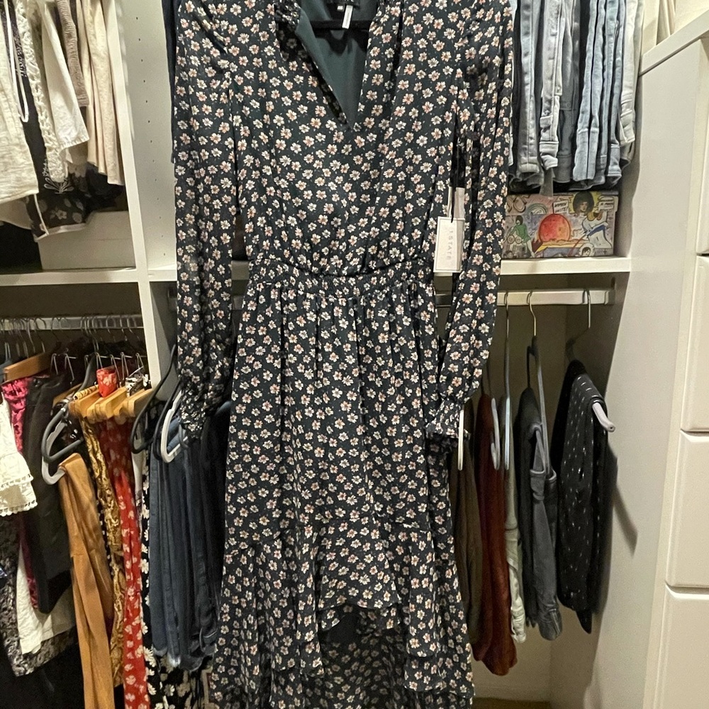 1 State brand green floral dress